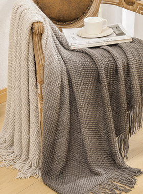 沙发毯盖毯毛毯菠萝格针织毯渐变色午睡毯子空调毯豆豆毯blanket