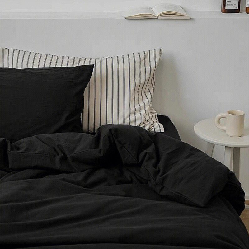 一眼心动｜Black暗色系纯黑四件套纯棉全棉被套床单深色床上用品,床上用品,床品套件/四件套/多件套,淘宝优惠券,粉丝福利购,淘宝优惠卷