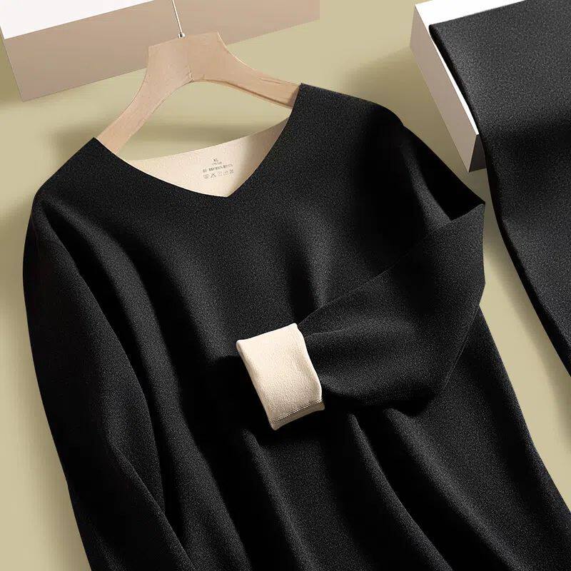 남성용 겨울 양면 기모 열 속옷 세트 솔리드 컬러 AB 양면 긴팔 양복 V 넥 원활한 추위 청소년 보호