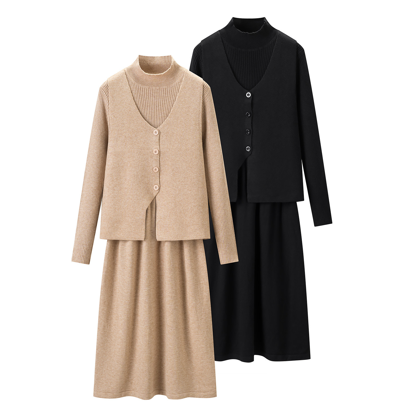 气质显瘦轻奢套装女2026春季优雅温柔淑女风针织马甲连衣裙两件套,女装/女士精品,时尚套装,淘宝优惠券,粉丝福利购,淘宝优惠卷