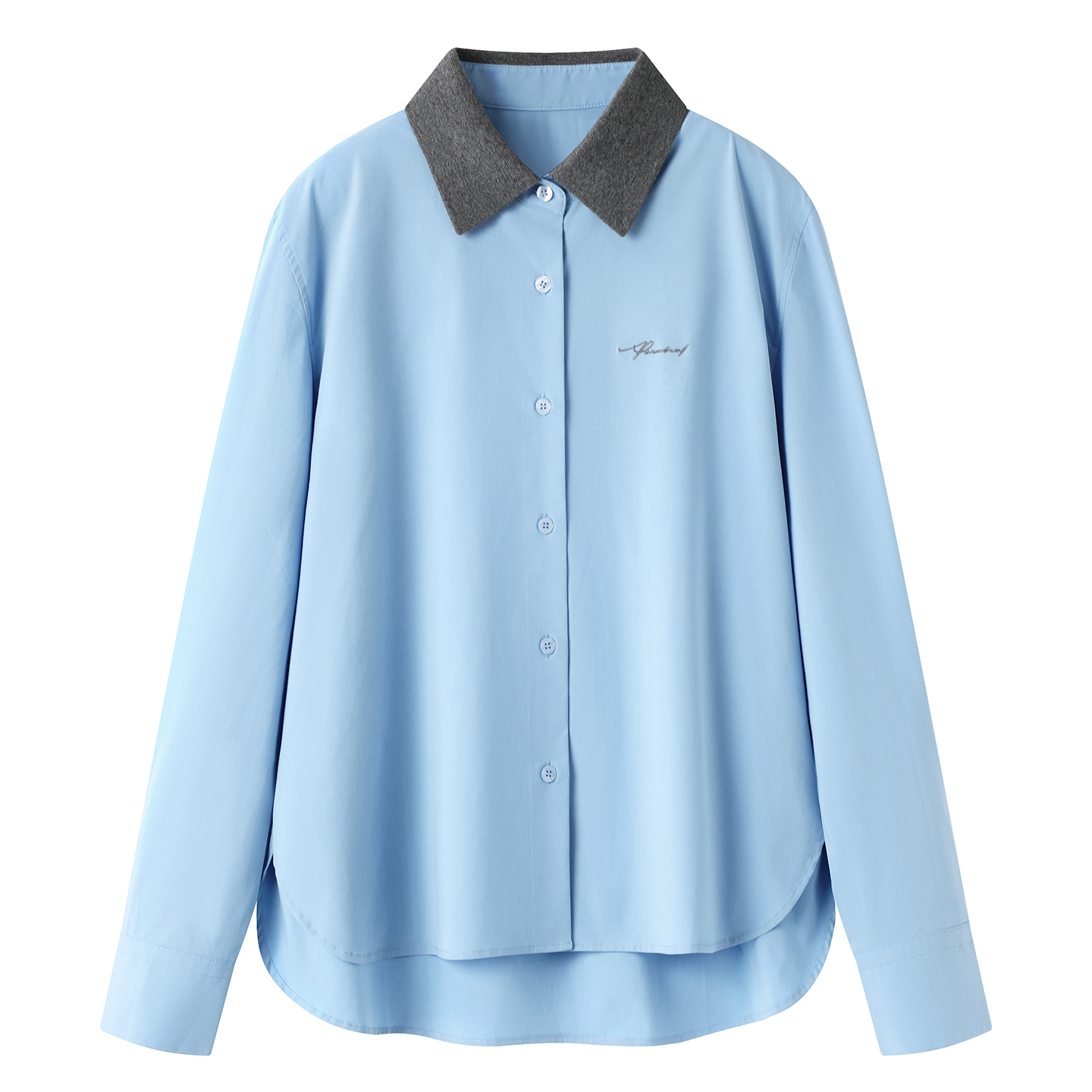 高级感翻领字母刺绣条纹衬衫女