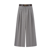 2025早秋新款 裤 韩版 百搭高腰显瘦休闲条纹直筒阔腿西装 女 时尚 艾