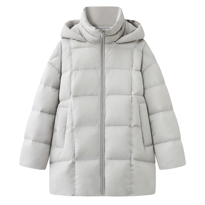云朵泡芙连帽中长款羽绒服