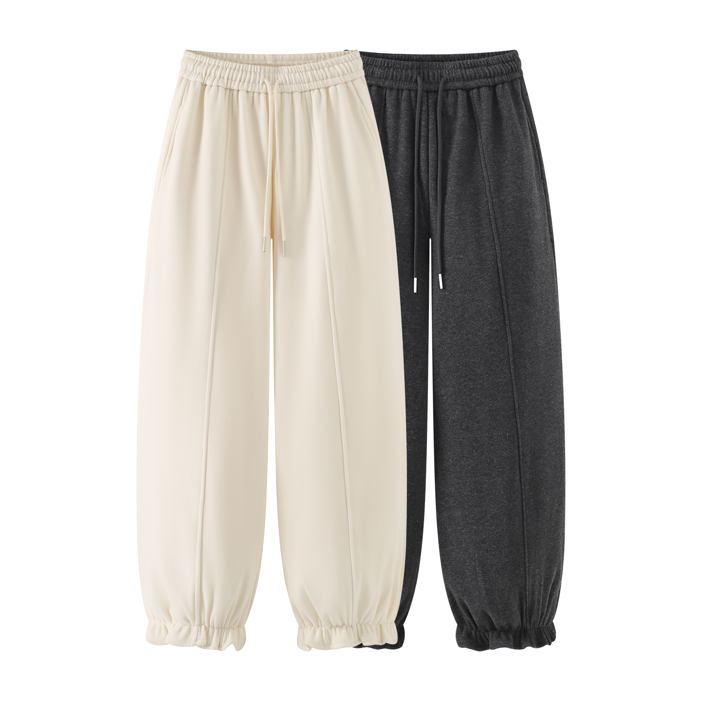 高腰显瘦抽绳木耳边花苞束脚裤