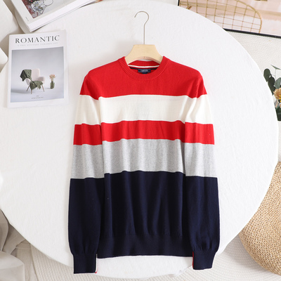 2025秋季休闲风红条软糯针织衫