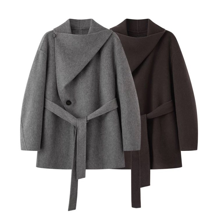 大翻领设计感气质立领双面呢