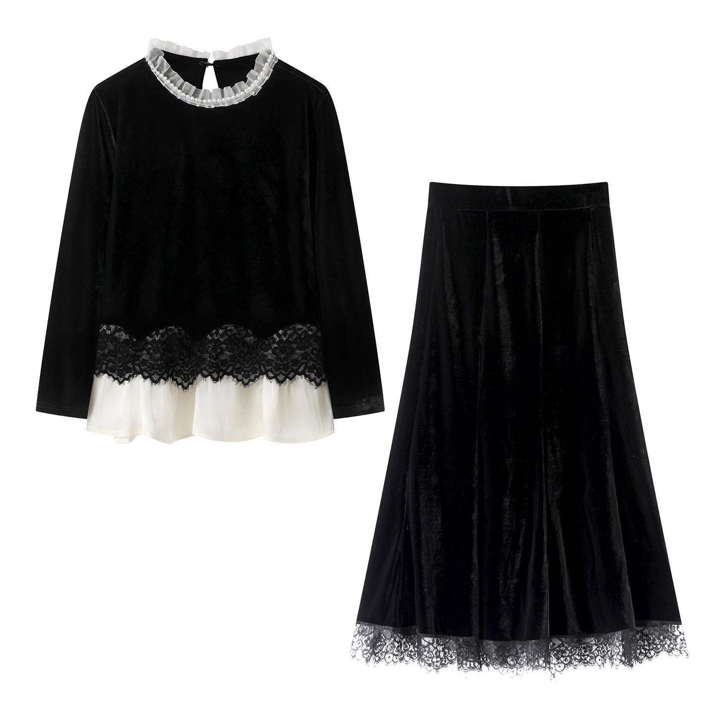 2025秋新款时尚法式衬衫半裙套装