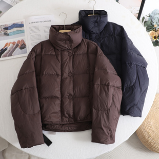 艾 小个子加厚保暖显瘦泡芙羽绒服外套 立领百搭面包服女2026春季