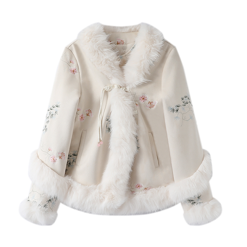 新中式国风刺绣盘扣棉服外套