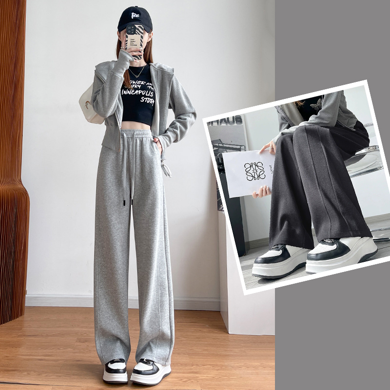 阔腿裤新款秋季灰色宽松窄版直筒