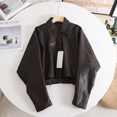 诗系 皮衣外套女 百搭显瘦休闲设计感气质蝙蝠袖 2025早秋新款 时尚