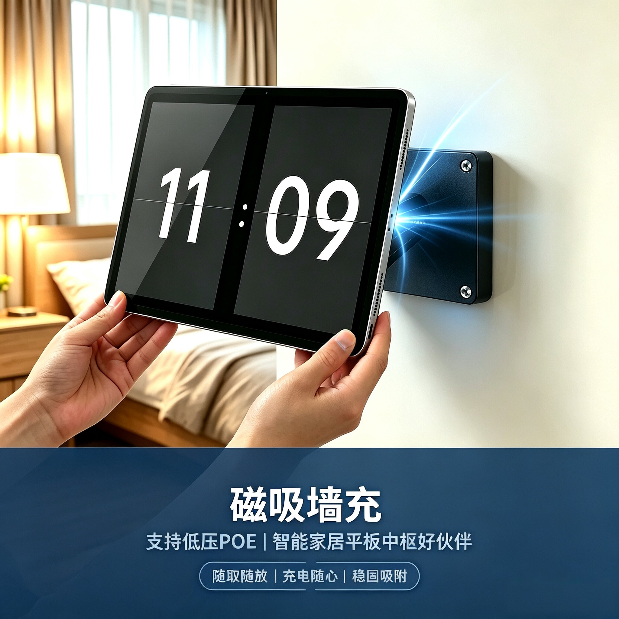 磁吸墙充门禁弱电低压用平板磁吸适用于iPad小米华为联想三星POE