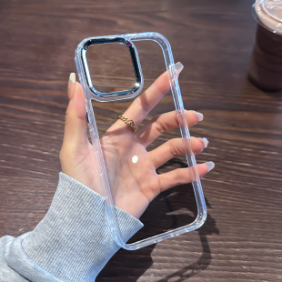 适用苹果16手机壳14防摔15新款pro简约max不包镜头iphone透明p独立按键pm凸出i灵敏17银色大孔por加厚13