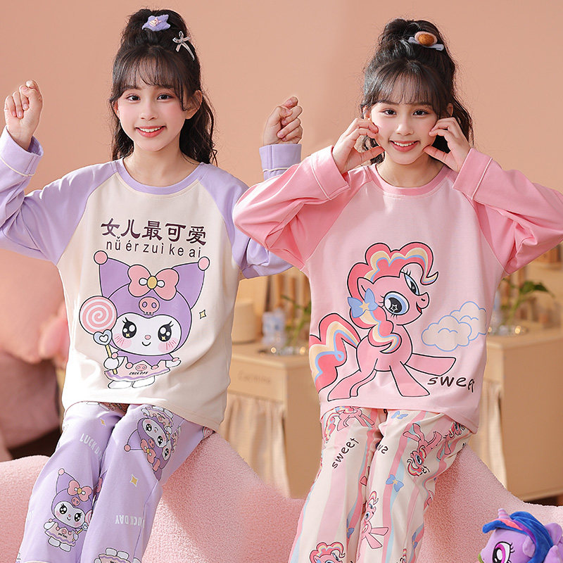 儿童睡衣女童春秋季纯棉薄款长袖公主小女孩中大童空调家居服套装