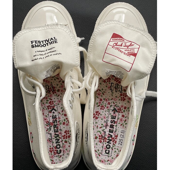 匡威converse 1970s春夏刺绣小花香蕉乳白色高帮女帆布鞋a060701c