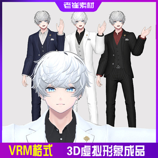 3d虚拟主播皮套抖音warudo小k直播姬时尚男生小电人版权vrm成品