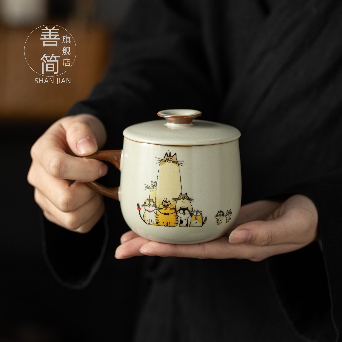 善简好看汝窑马克杯办公室个人喝茶汝瓷水杯男女咖啡杯下午茶杯子,餐饮具,马克杯,淘宝优惠券,粉丝福利购,淘宝优惠卷