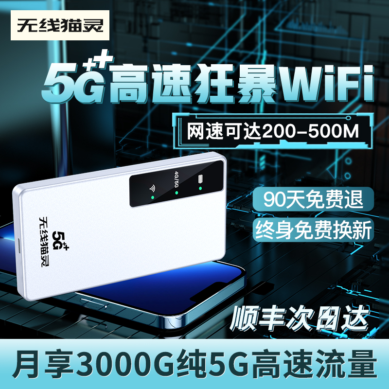 2024新款无线猫灵5g随身WiFi免插卡移动无线高速流量不限速全国通用千兆路由器办公家用宽带户外直播专用热点 网络设备/网络相关 随身wifi 原图主图