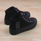 新款 人本加绒保暖厚底棉鞋 女2024年冬季 中帮棉靴学生平底雪地靴女