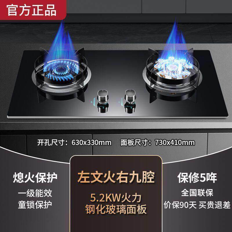 樱花雪家双灶猛火嵌入式燃气灶