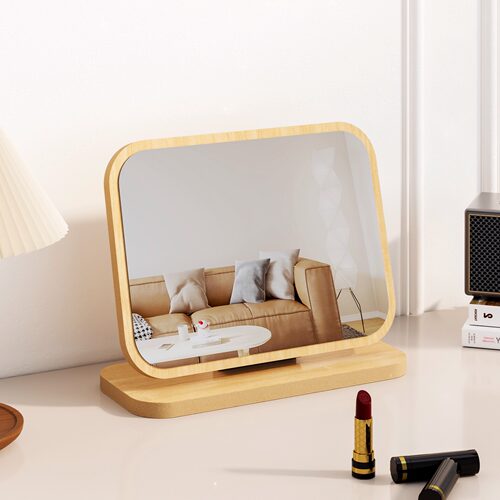 木质元素镜子简约台式化妆镜