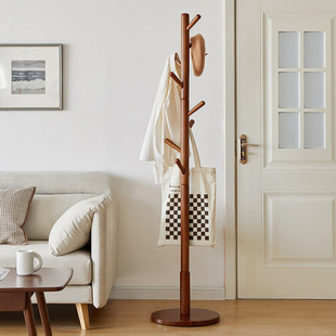 实木挂衣杆衣架落地卧室挂衣架家用客厅立式置衣架简易实木衣帽架