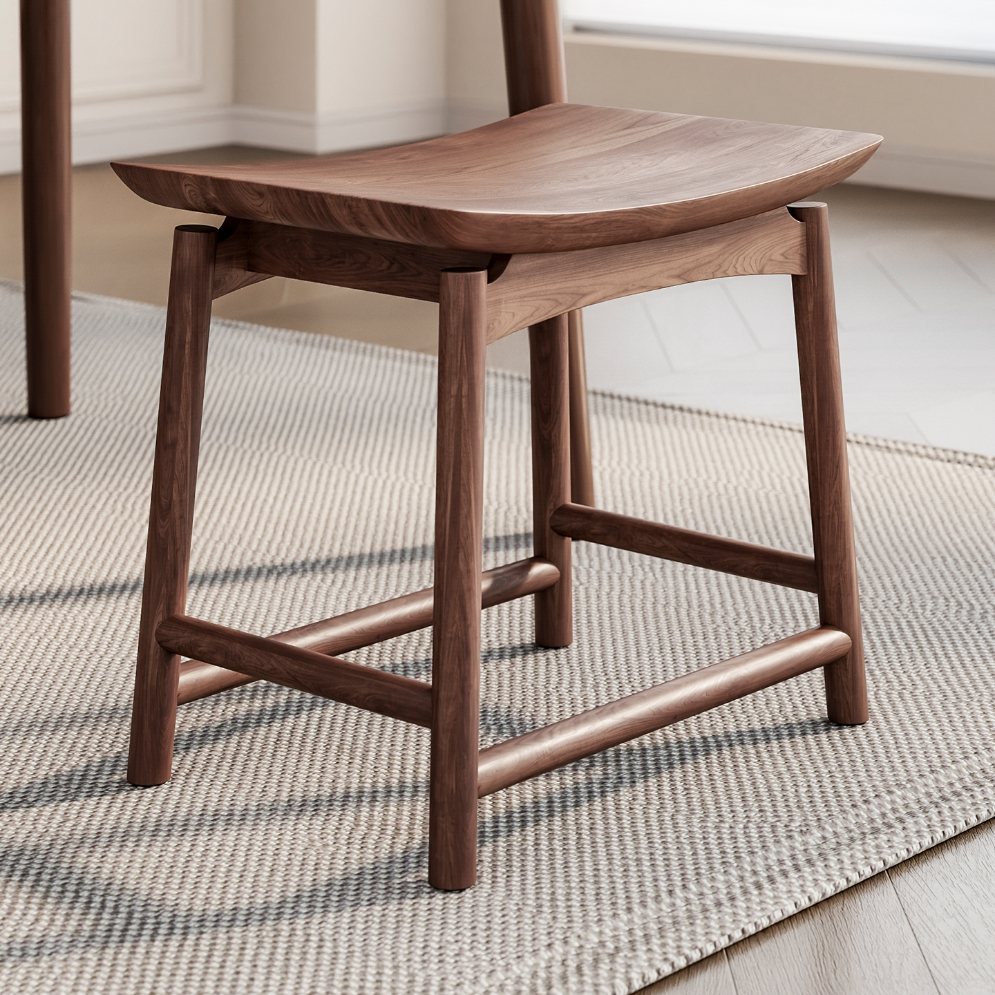 实木凳子家用木板凳方凳中式橡胶木马鞍化妆凳元宝换鞋凳餐桌凳子