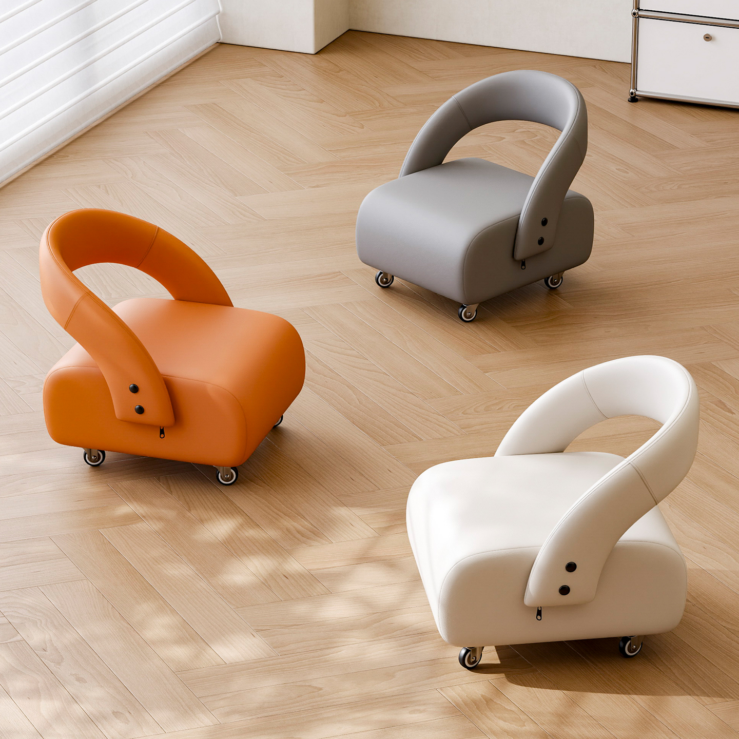 移动沙发凳椅子万向轮客厅家用小凳子滑轮静音小板凳创意溜溜软凳