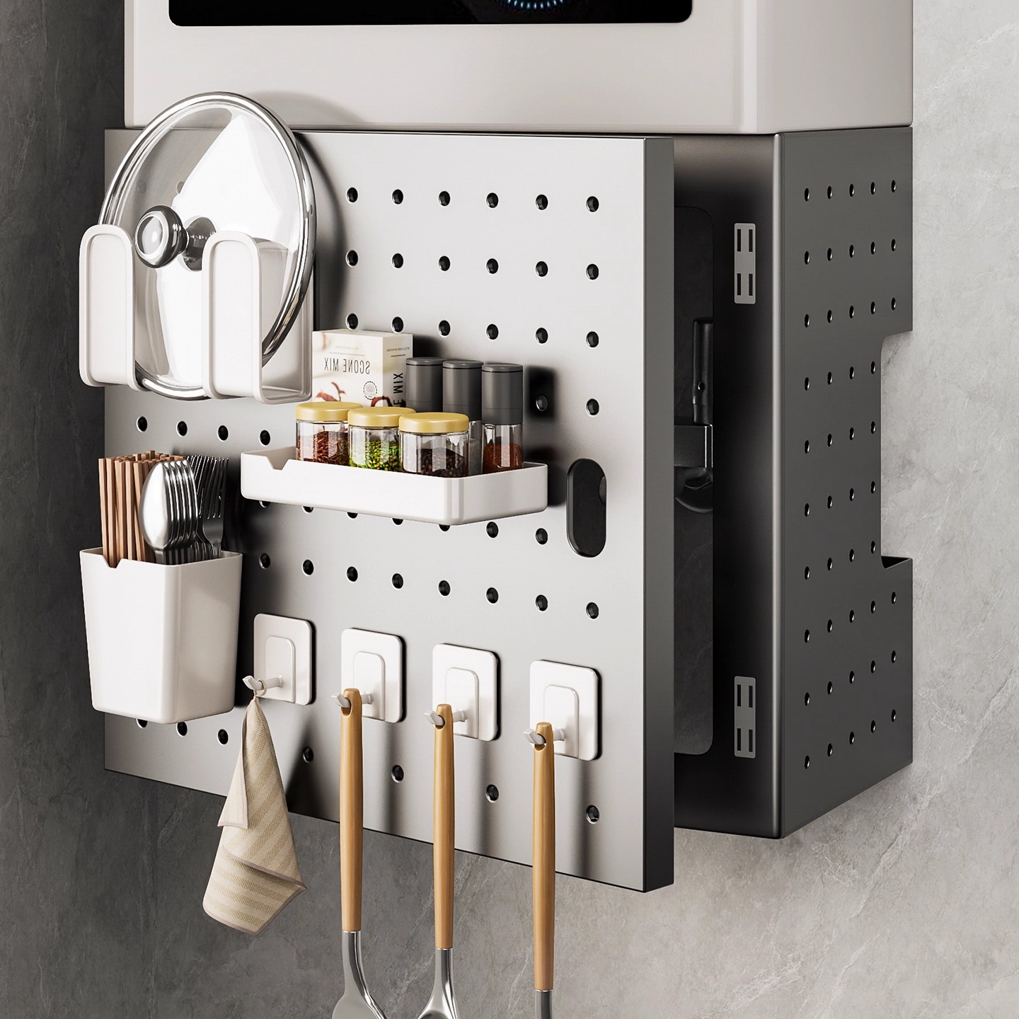 燃气热水器遮挡罩开门厨房天然气管道装饰遮丑洞洞板壁挂炉置物架