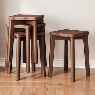 实木凳家用备用餐桌化妆梳妆凳结实耐用新中式 方凳凳子可叠放凳子