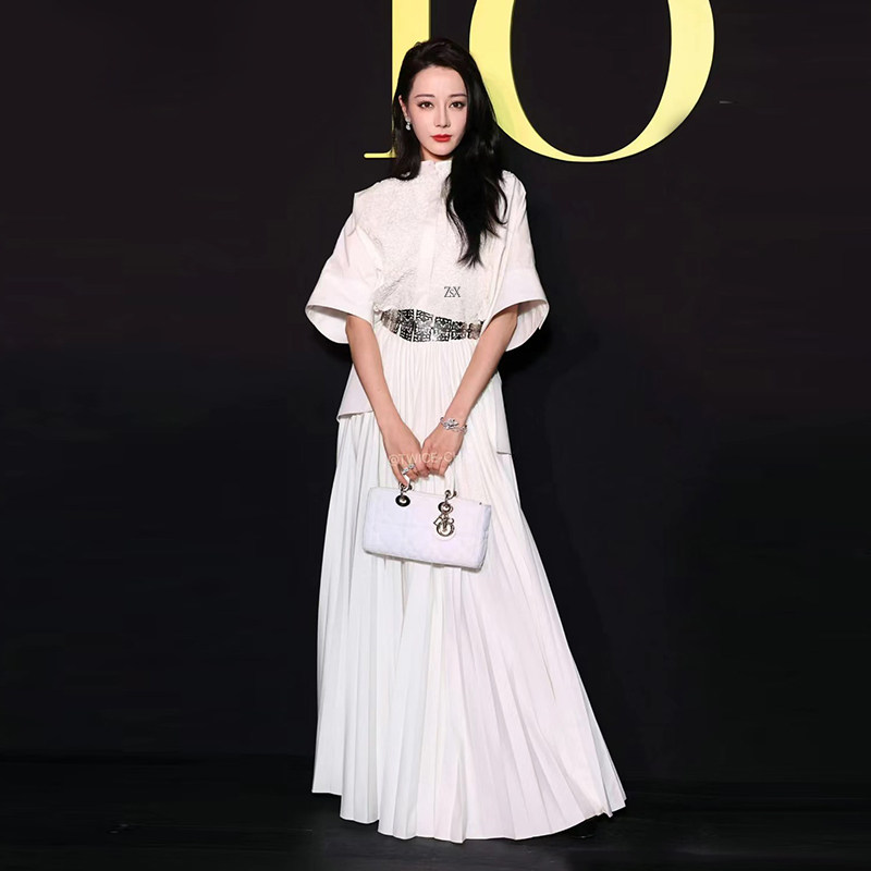 迪丽热巴同款百褶高端优雅礼服裙