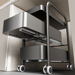 厨房夹缝收纳柜窄缝置物架落地多层多功能橱柜抽屉式储物柜整理架