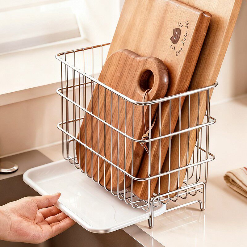 304不锈钢厨房砧板收纳筐