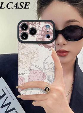 郁金香挂绳适用苹果17promax手机壳iPhoneAir新款16pro女款15plus高级感14硅胶全包13大视窗12小羊皮11