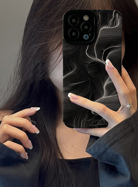 白色线条适用于苹果15手机壳15pro新款14Promax简约13高级感12plus硅胶11全包xsmax小众8新年7防摔秋冬