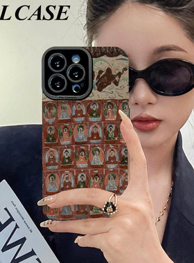 复古敦煌佛像适用opporeno14pro手机壳reno13新款12女款11pro+高级感10硅胶9se全包9防摔8创意7k超薄findx8套