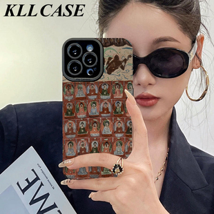 高级感x70硅胶x50全包防摔x30创意x23幻彩版 x80pro x100女款 复古敦煌佛像适用vivox200promini手机壳x300新款