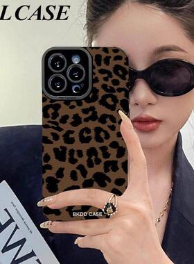 复古深棕豹纹适用vivox300pro手机壳x200promini新款x100女款x90s高级感x80pro+硅胶x70全包x50防摔x30小羊皮