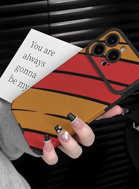 潮黑色线条色块适用苹果17promax手机壳iPhoneAir新款16pro女款15plus高级感14硅胶全包防摔13大视窗小羊皮12