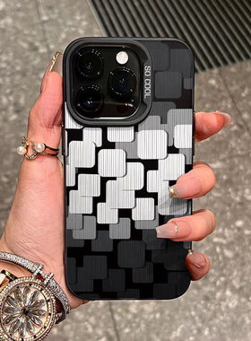 简约黑白色块适用于苹果15手机壳15pro新款14Promax简约13高级感12plus硅胶11全包xsmax小众8新年7防摔秋冬