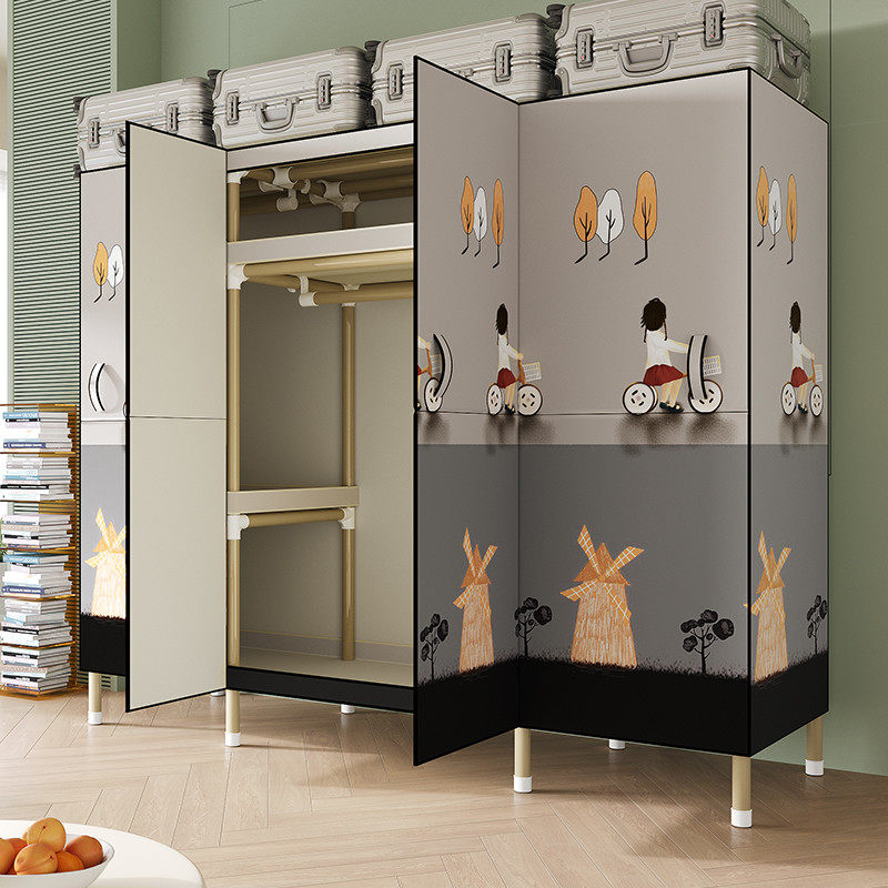 简易衣柜钢管加粗加固布衣柜出租房家用卧室简约现代布艺衣橱柜子,住宅家具,简易衣柜,淘宝优惠券,粉丝福利购,淘宝优惠卷