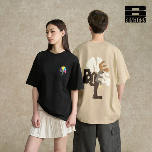 BONELESS树形字母变形印花短袖