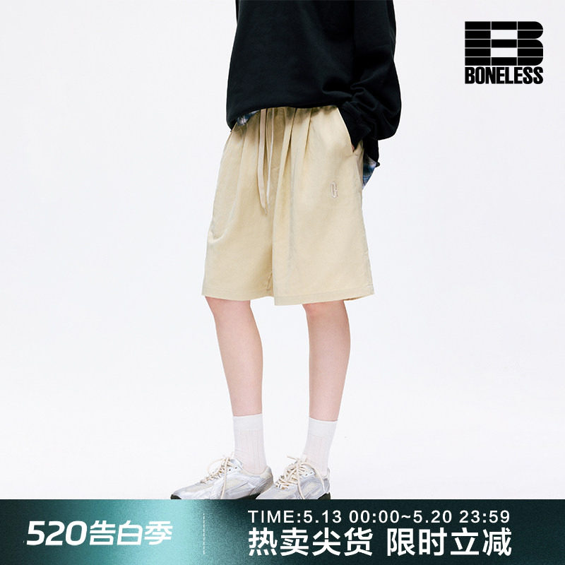 BONELESSLOGO绣花速干透气松紧抽绳腰头运动通勤A字阔腿