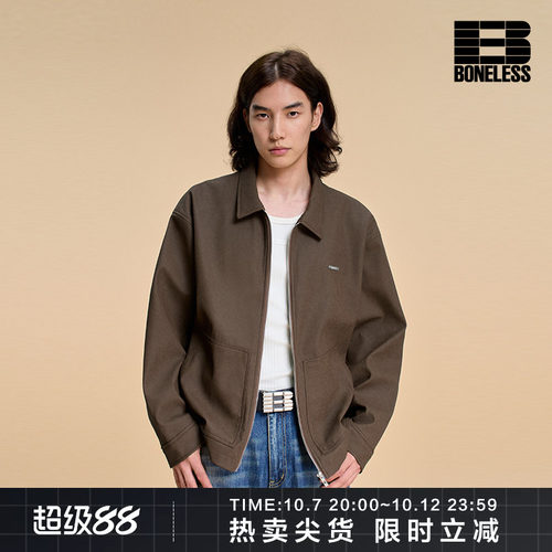 BONELESS休闲皮革夹克外套