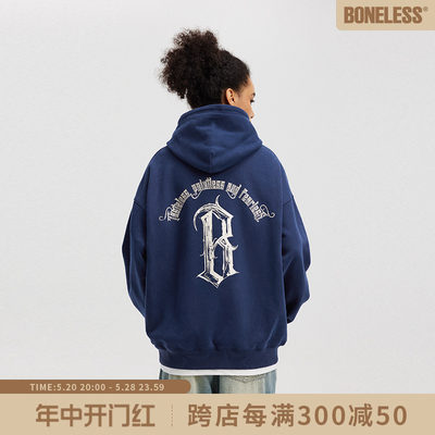 圆弧手绘logoboneless连帽