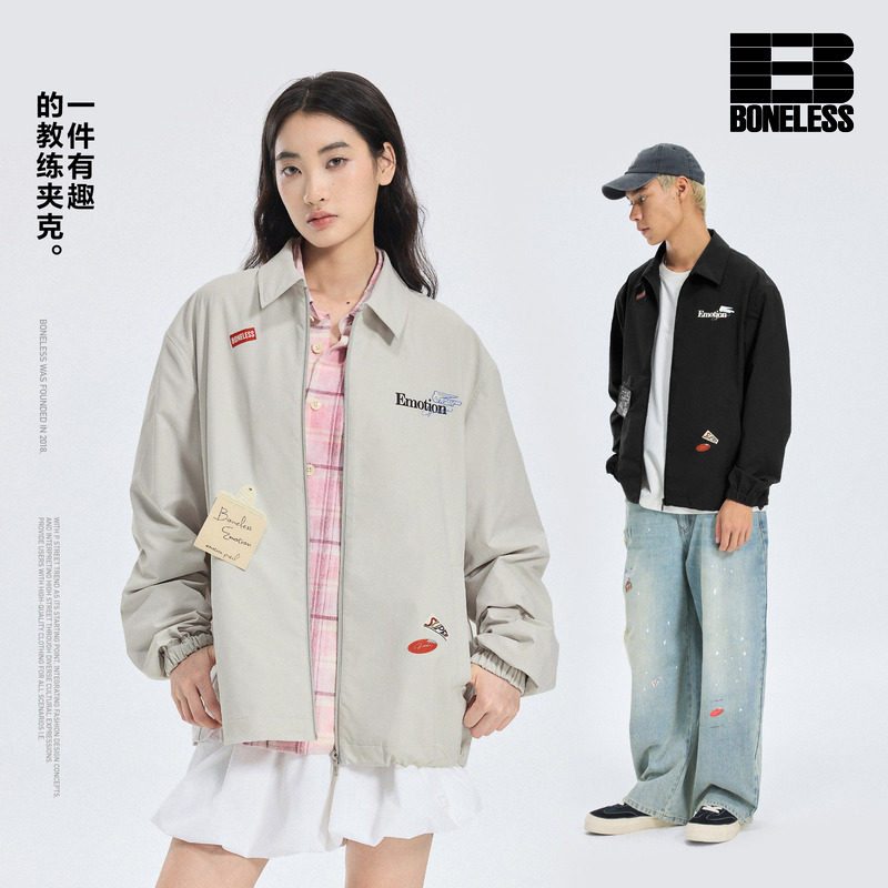 【商场同款】BONELESS趣味贴图魔术便利贴教练夹克宽松休闲外套图片