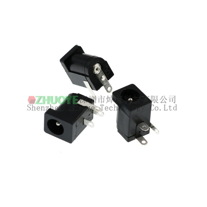 10个 充电座 DC-005 5.5*2.5MM 全铜卧式3脚插件dc电源插座 母座
