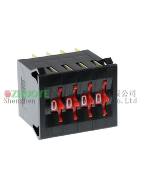 焯邺 KBPL 4位编码开关 镀金 0-9码尺寸42*33拨动开关 红色拨轮