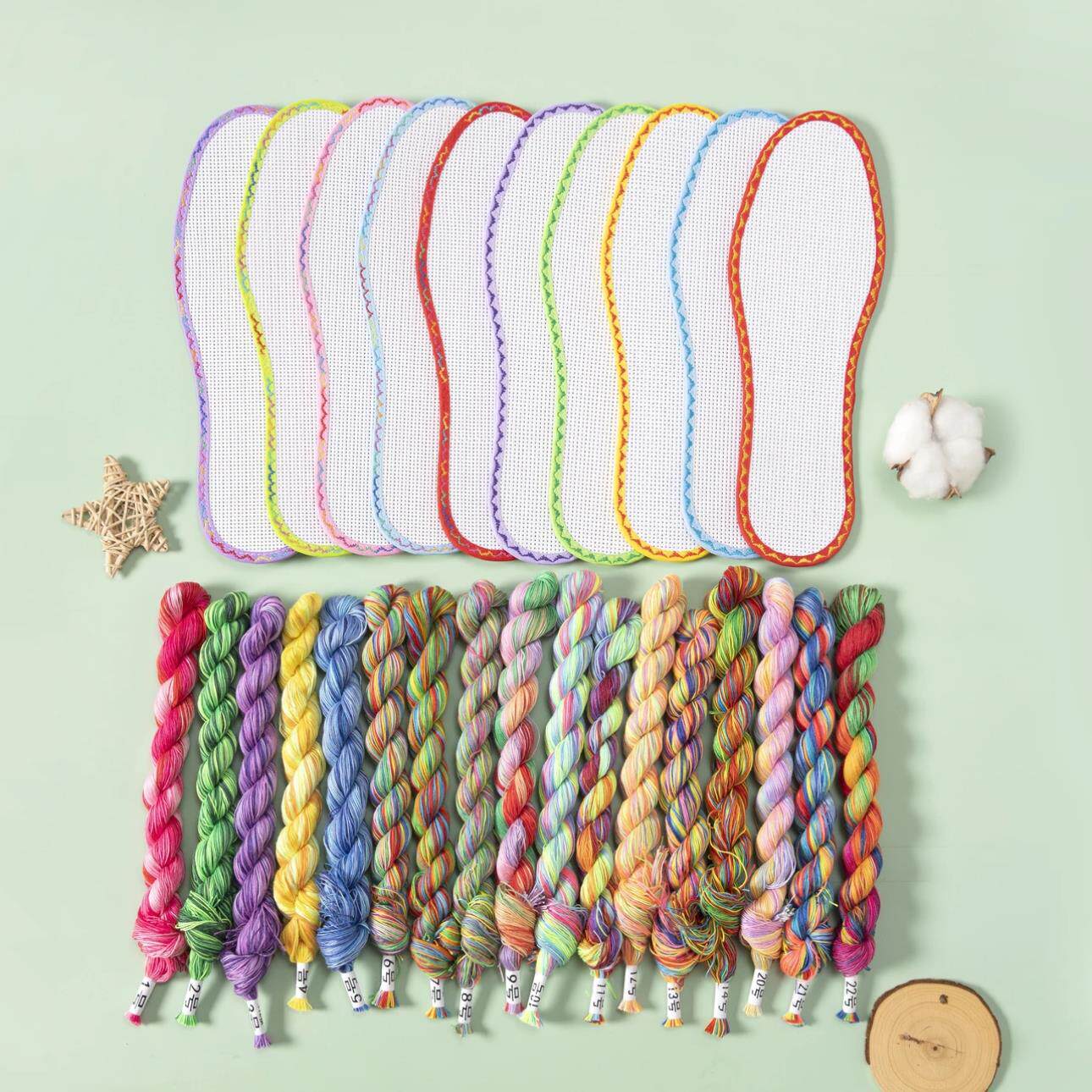 新款七层棉布花边白板十字绣鞋垫手工加厚款15.9元