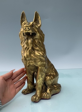 精工黄铜狼狗摆件 客厅家居摆件黄铜工艺品摆设铜狼狗摆件